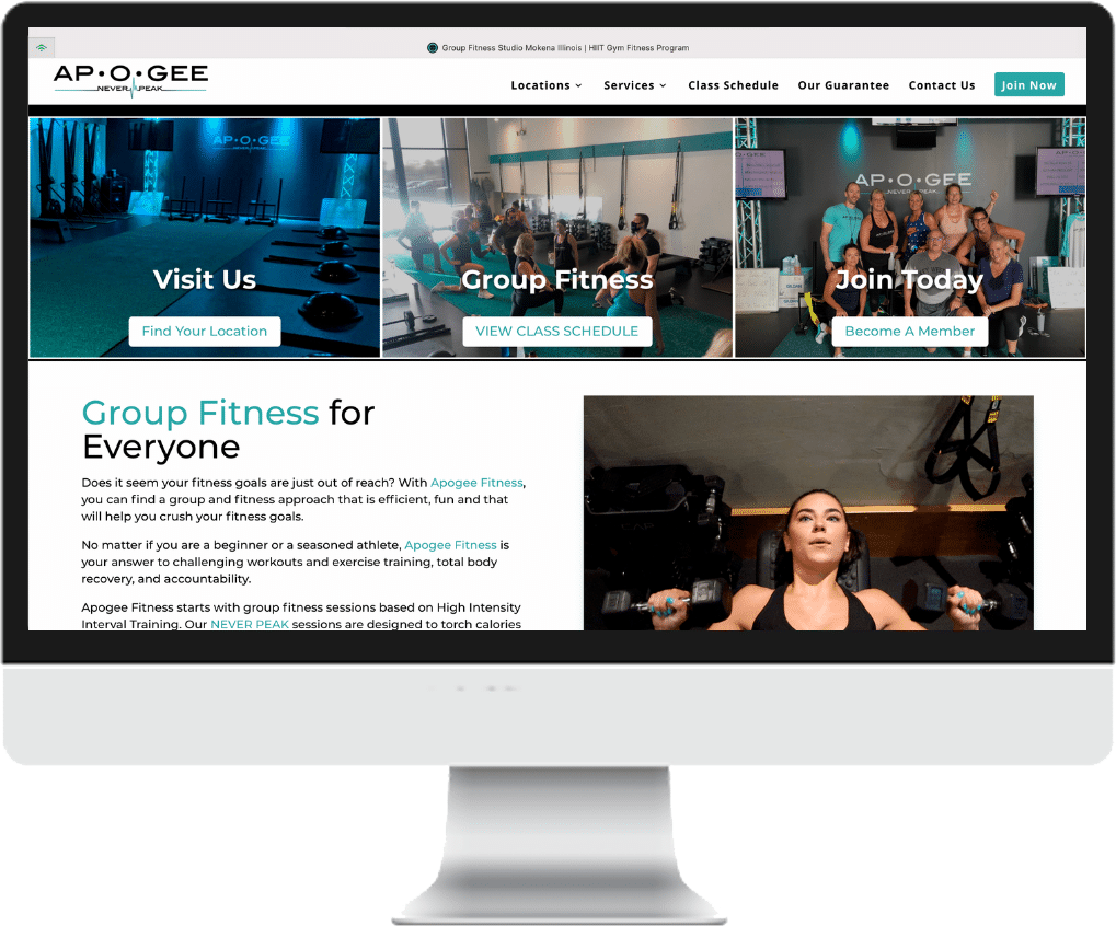 Apogee Fitness website